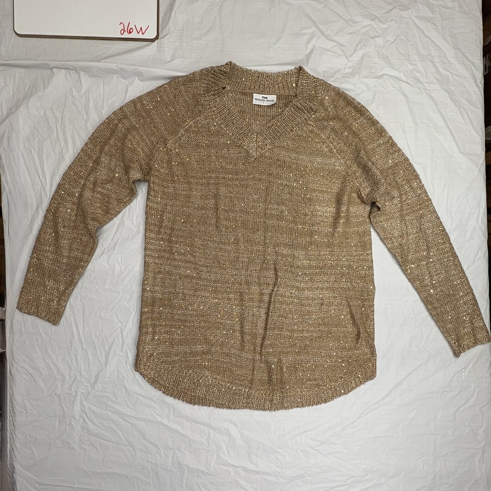 Princess Cruises‎ womens gold vneck sweater size Large sequin